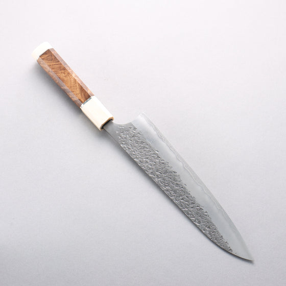 Yu Kurosaki Shizuku SG2 Hammered Gyuto 210mm Chinese Quince (White Ferrule and End Cap) Handle - Seisuke Knife