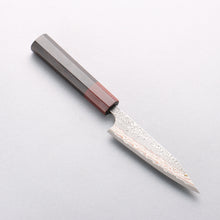  Yoshimi Kato VG10w Colored Damascus Kiritsuke Petty-Utility 120mm Ebony (ferrule: Sandalwood) Handle - Seisuke Knife