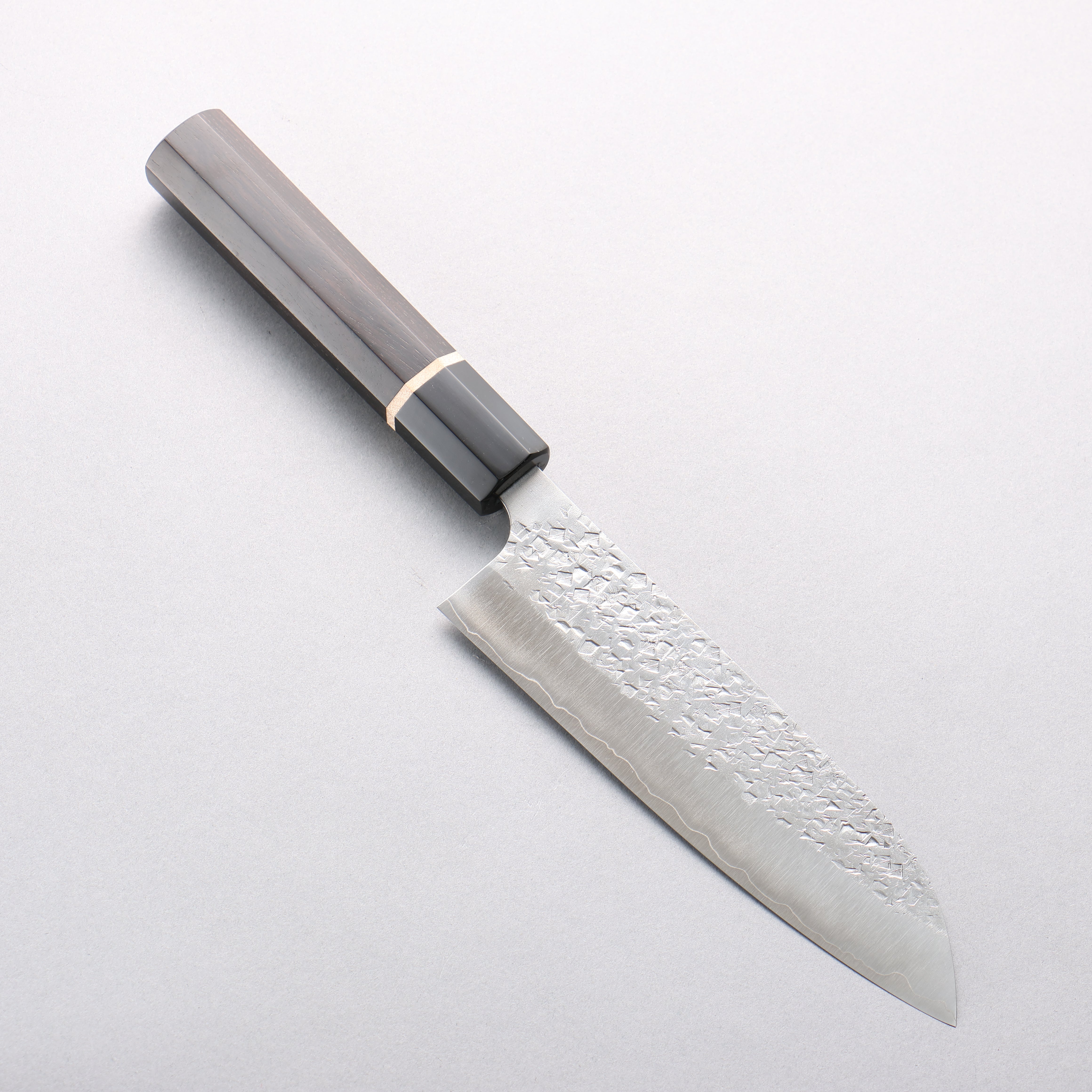 Yu Kurosaki Shizuku SG2 Hammered Santoku 170mm Ebony Wood (ferrule: Black Water Buffalo Horn) Handle - Seisuke Knife