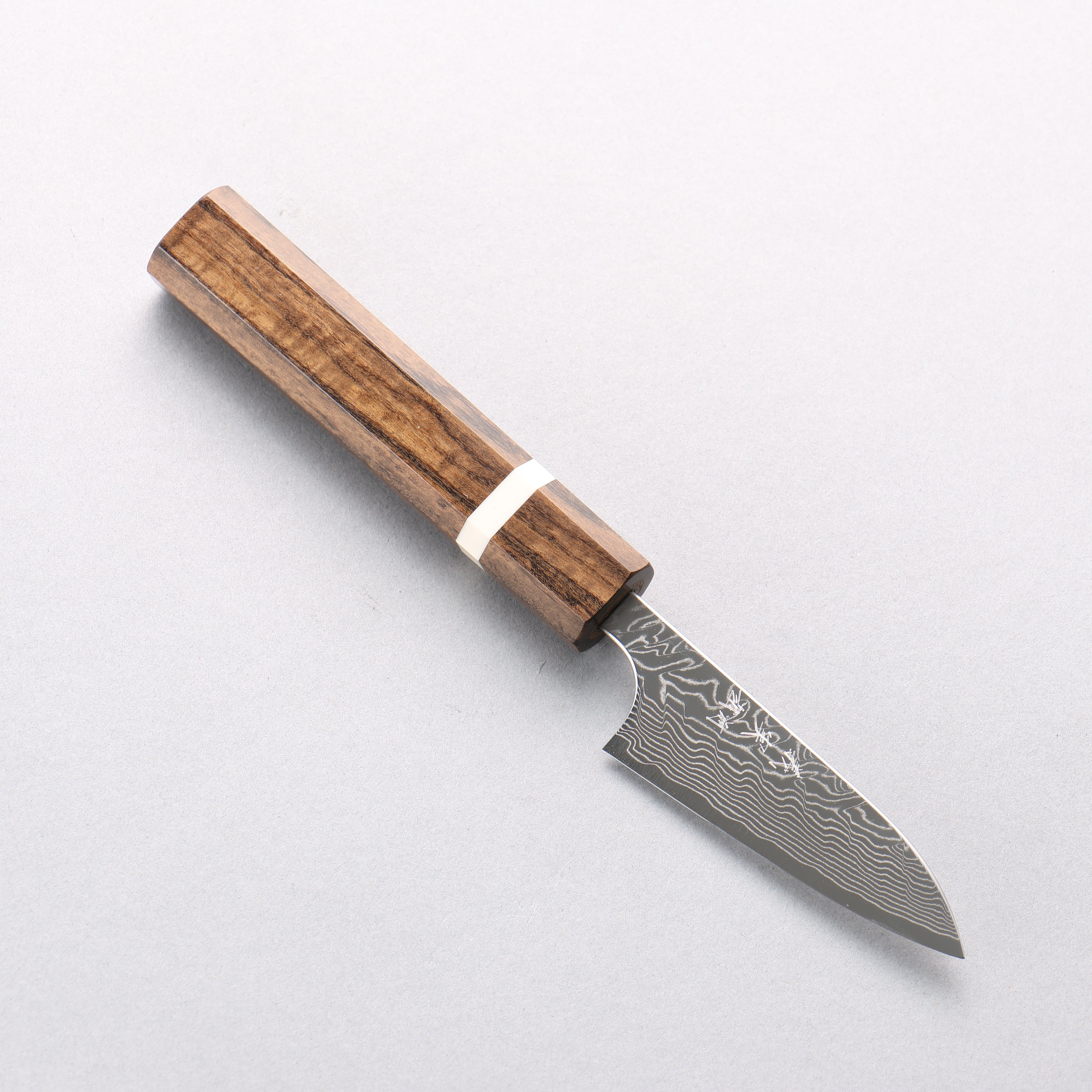 Yoshimi Kato SG2 Damascus Migaki Paring 75mm Sandalwood & White Ring Handle - Seisuke Knife