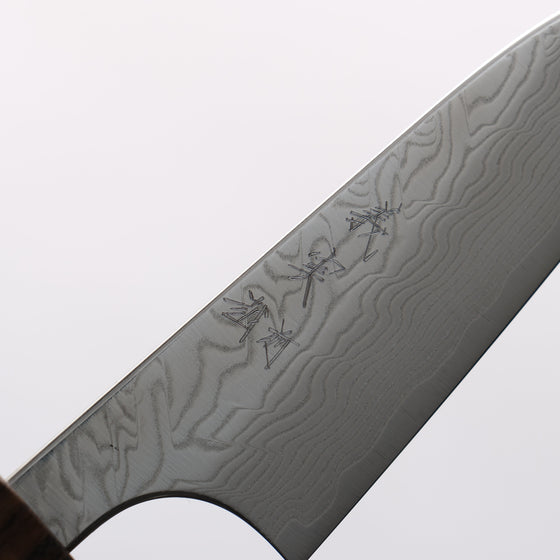 Yoshimi Kato SG2 Damascus Migaki Finished Paring 75mm Sandalwood with White Ring Handle - Seisuke Knife