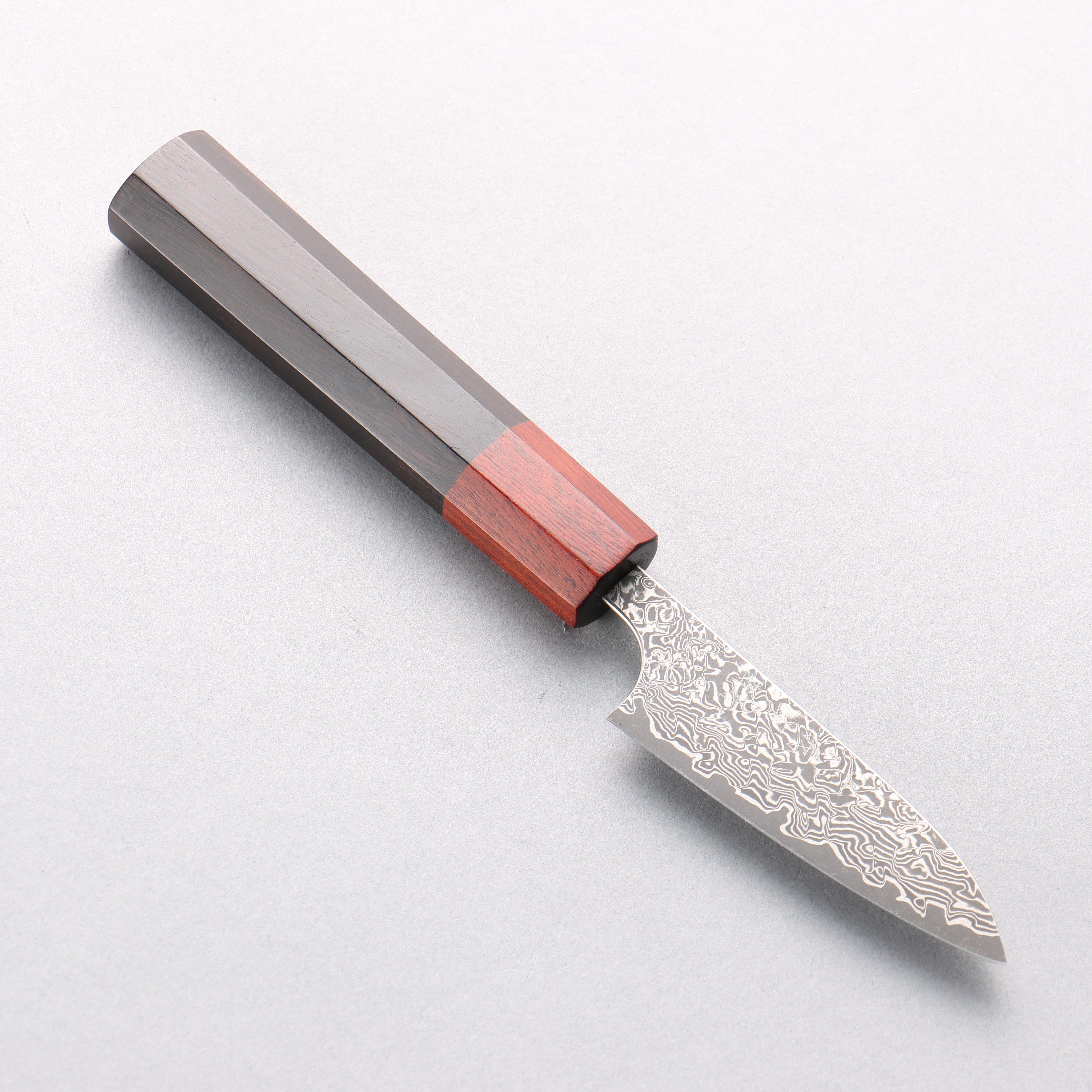 Yoshimi Kato VG10 Black Damascus Paring 75mm Ebony Wood & Sandalwood Handle - Seisuke Knife