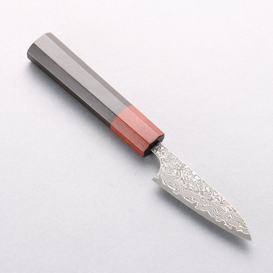 Yoshimi Kato VG10 Black Damascus Paring 75mm Ebony & Sandalwood Handle - Seisuke Knife