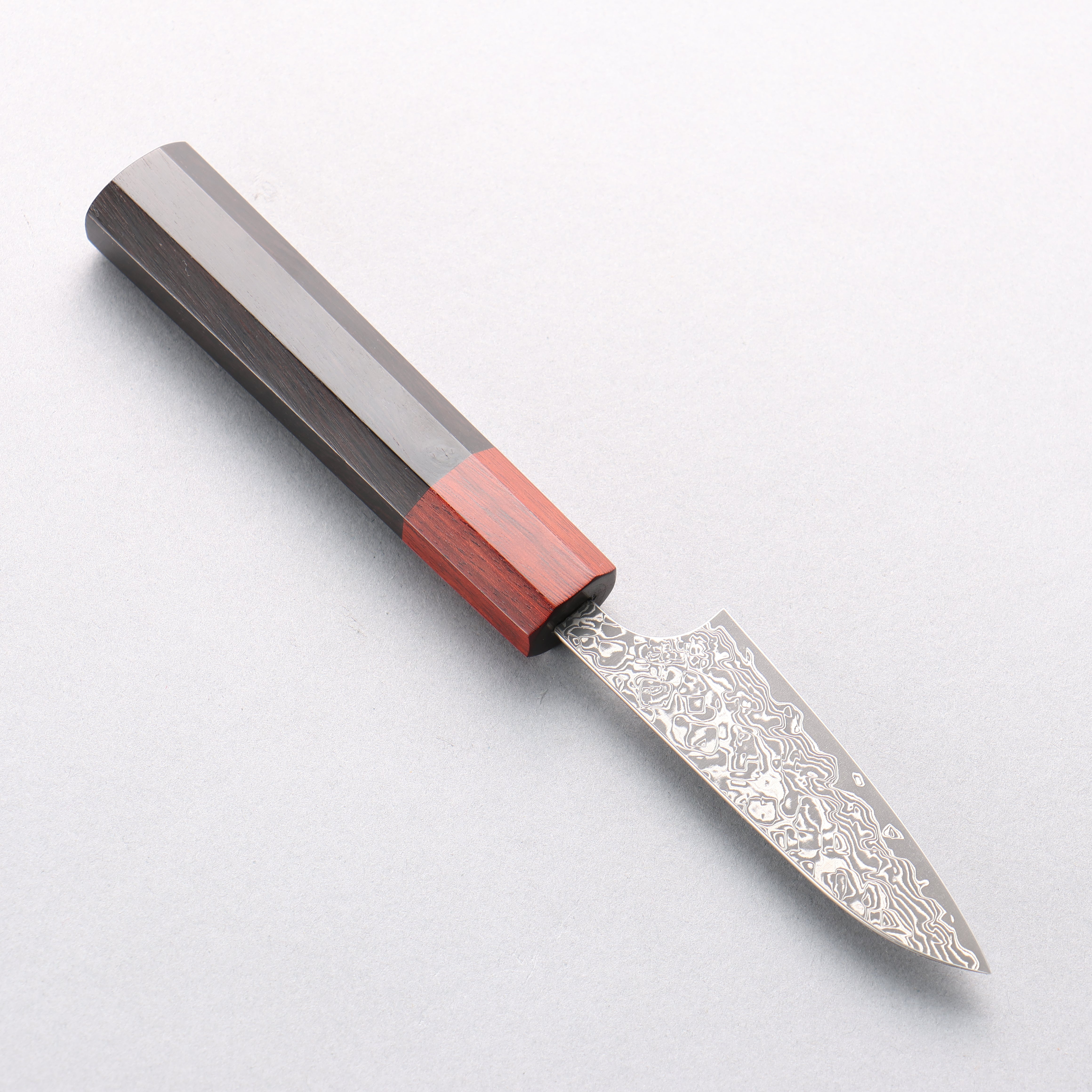 Yoshimi Kato VG10 Black Damascus Paring 75mm Ebony Wood & Sandalwood Handle - Seisuke Knife