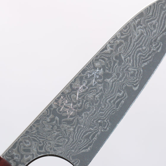 Yoshimi Kato VG10 Black Damascus Paring 75mm Ebony & Sandalwood Handle - Seisuke Knife