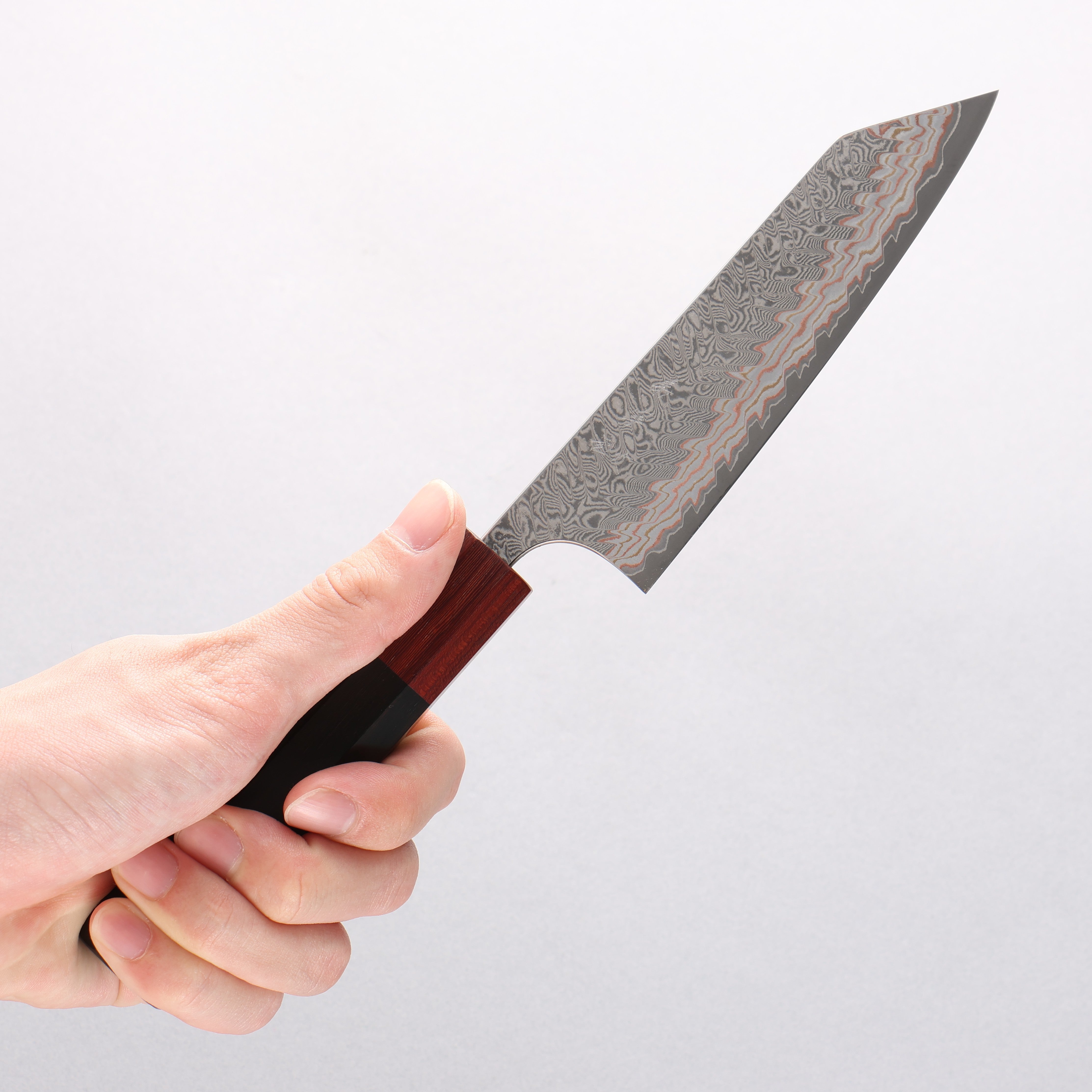 Yoshimi Kato VG10w Colored Damascus Small Bunka 130mm Ebony (ferrule: Sandalwood) Handle - Seisuke Knife