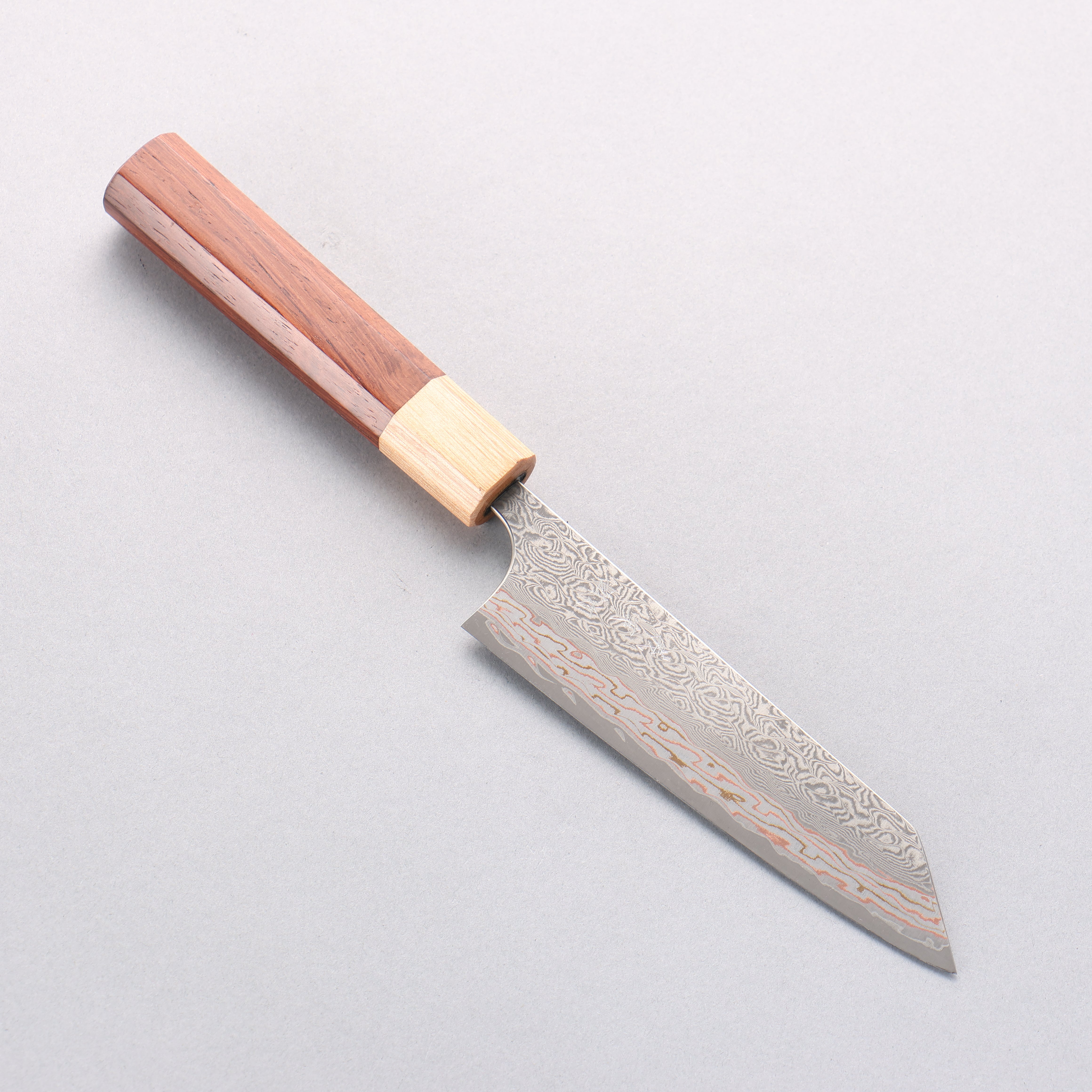 Yoshimi Kato VG10w Colored Damascus Small Bunka 130mm Honduras (ferrule: White Pakka wood) Handle - Seisuke Knife