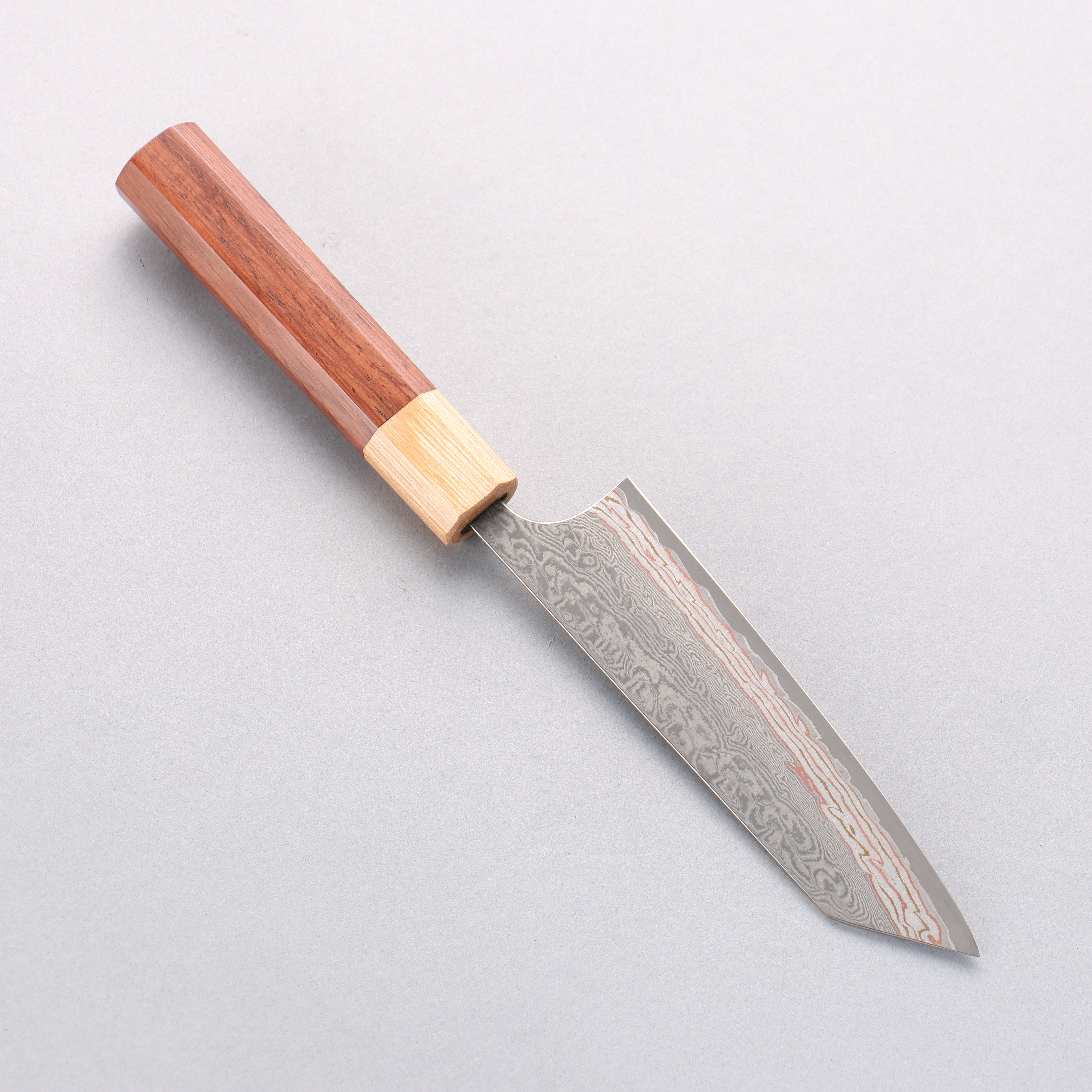 Yoshimi Kato VG10w Colored Damascus Small Bunka 130mm Honduras (ferrule: White Pakka wood) Handle - Seisuke Knife