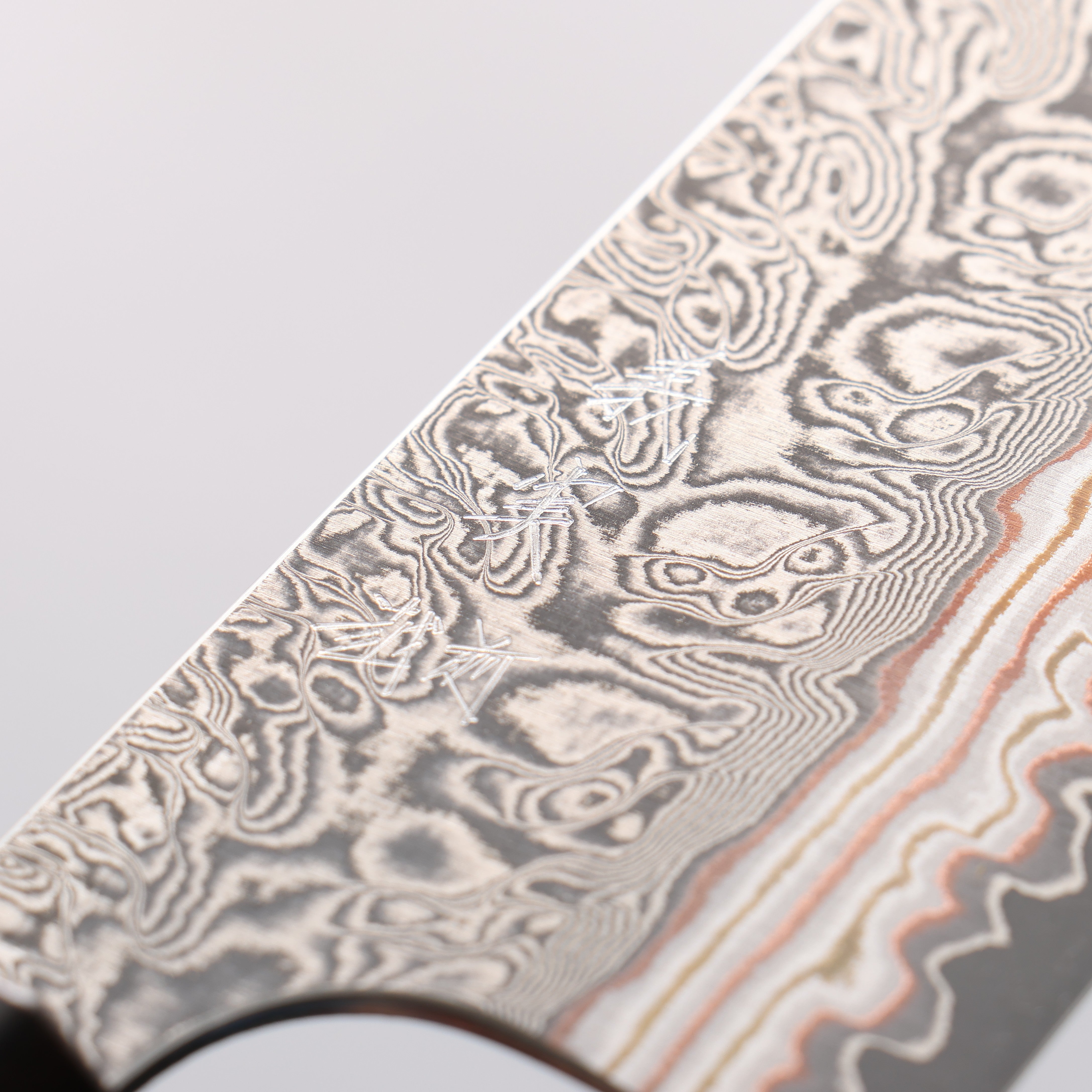 Yoshimi Kato VG10w Colored Damascus Santoku 170mm Rosewood (Ferrule: Ebony) Handle - Seisuke Knife