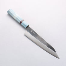  Yoshimi Kato Blue Super Black Finished Kiritsuke Gyuto 210mm Blue Stabilized Wood (With Black Ring) Handle - Seisuke Knife