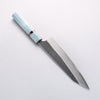 Yoshimi Kato Blue Super Black Finished Kiritsuke Gyuto 210mm Blue Stabilized Wood (With Black Ring) Handle - Seisuke Knife - Slide 2