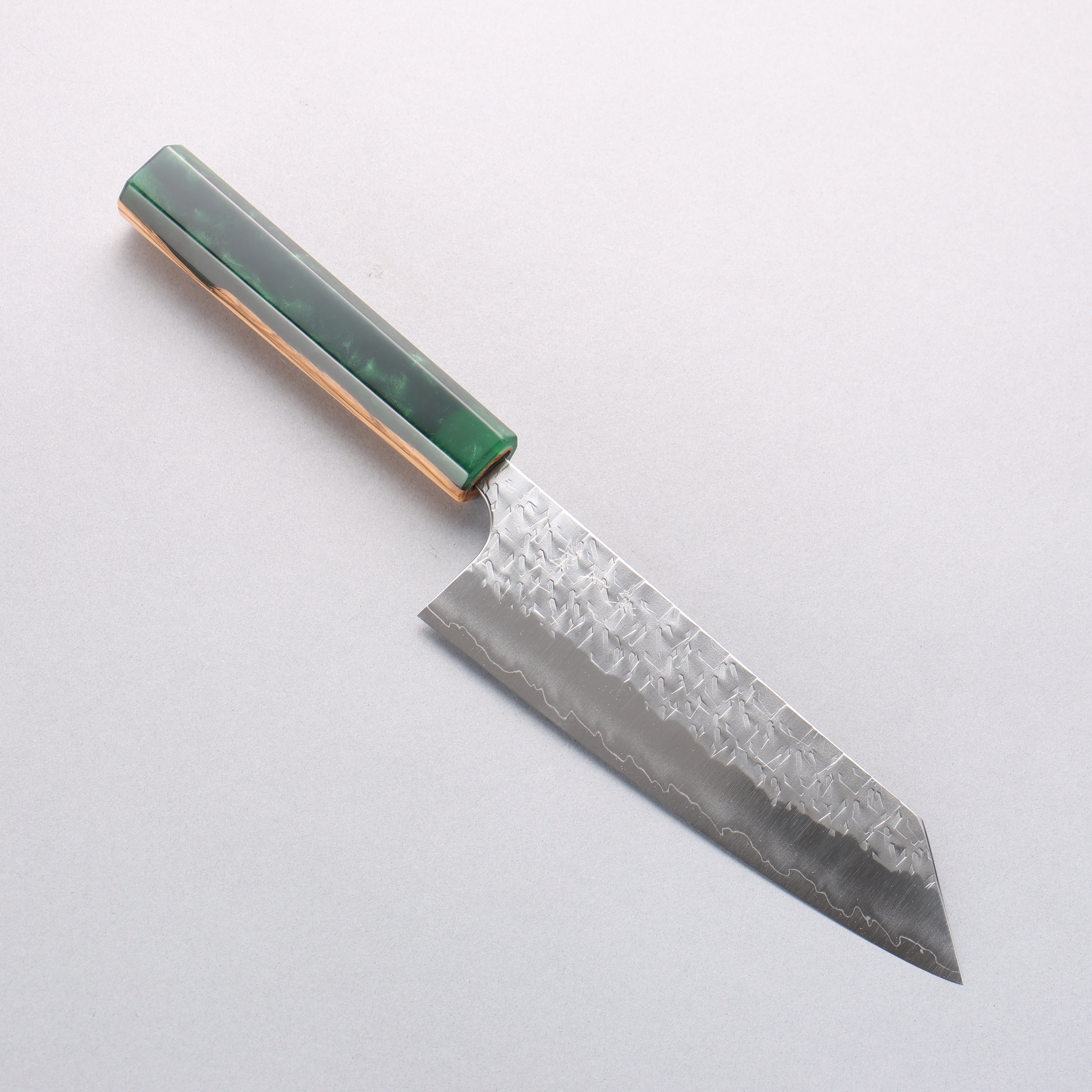 Yoshimi Kato Hyo SG2 Hammered Bunka 170mm Olive Tree and Green Resin Handle - Seisuke Knife