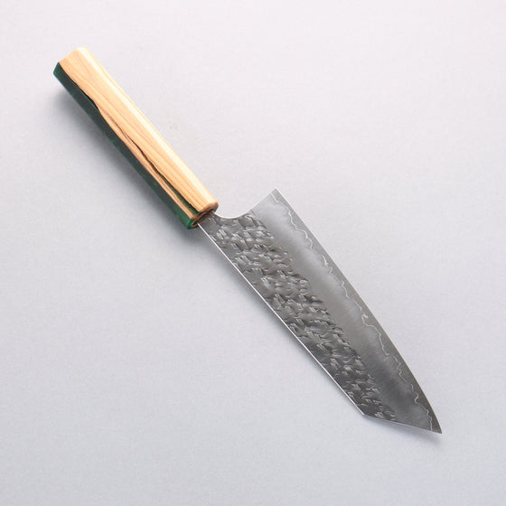 Yoshimi Kato Hyo SG2 Hammered Bunka 170mm Olive Tree and Green Resin Handle - Seisuke Knife