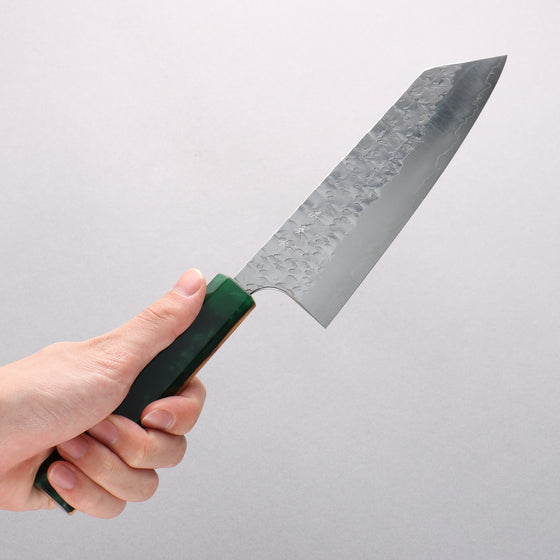 Yoshimi Kato Hyo SG2 Hammered Bunka 170mm Olive Tree and Green Resin Handle - Seisuke Knife