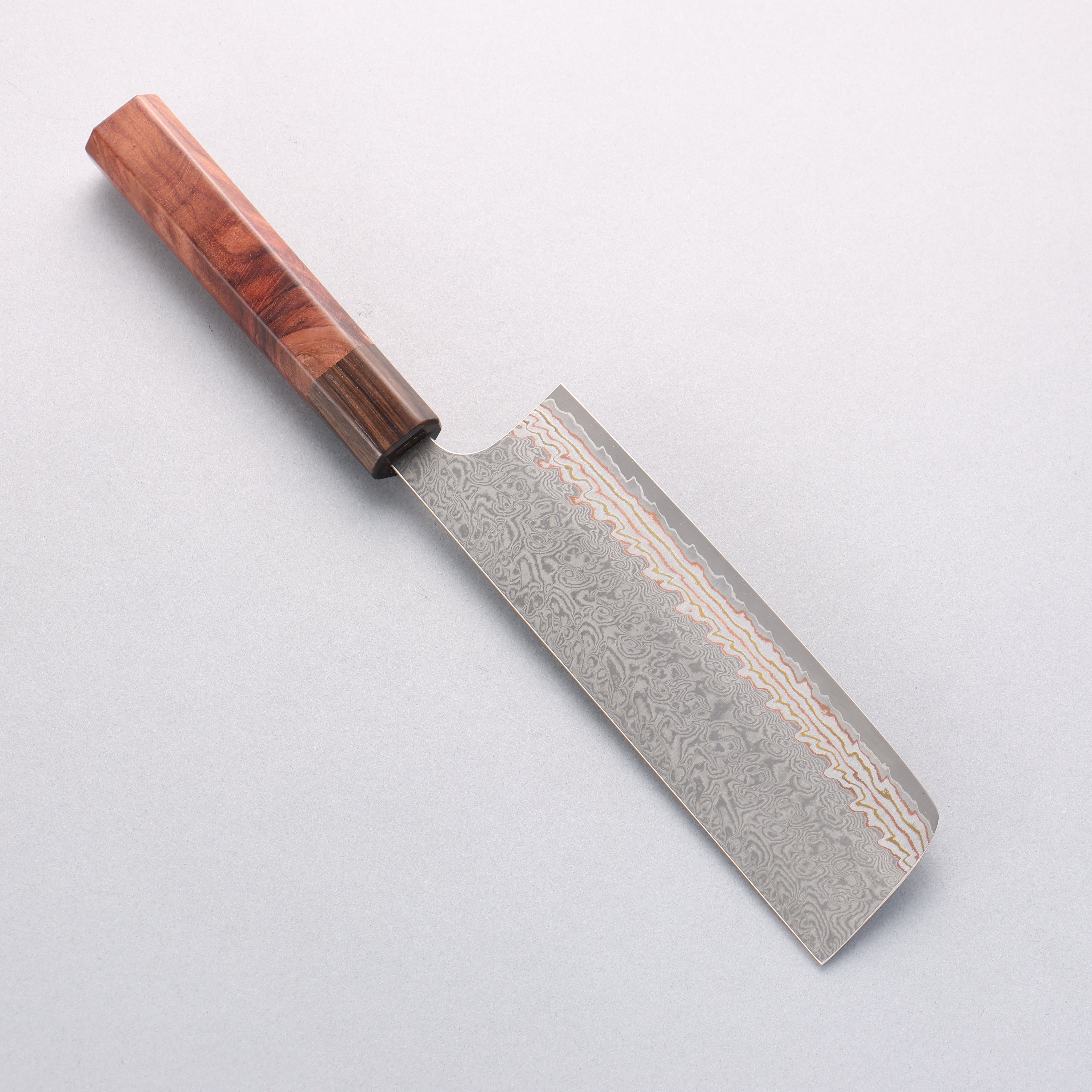 Yoshimi Kato VG10w Colored Damascus Nakiri 165mm Rosewood (Ferrule: Ebony) Handle - Seisuke Knife