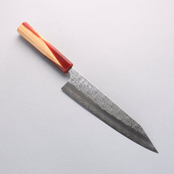 Yoshimi Kato Hyo SG2 Hammered Kiritsuke Gyuto 210mm Olive Tree and Red Resin Handle - Seisuke Knife