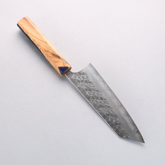 Yoshimi Kato Hyo SG2 Hammered Bunka 170mm Olive Tree and Blue Resin Handle - Seisuke Knife