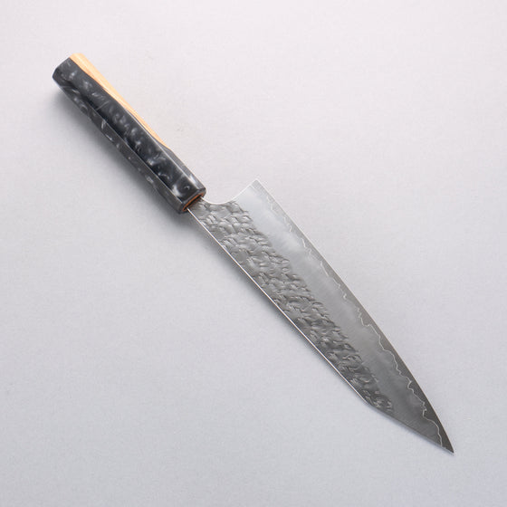 Yoshimi Kato Hyo SG2 Hammered Kiritsuke Gyuto 210mm Olive Tree and Black/White Marble Resin Handle - Seisuke Knife