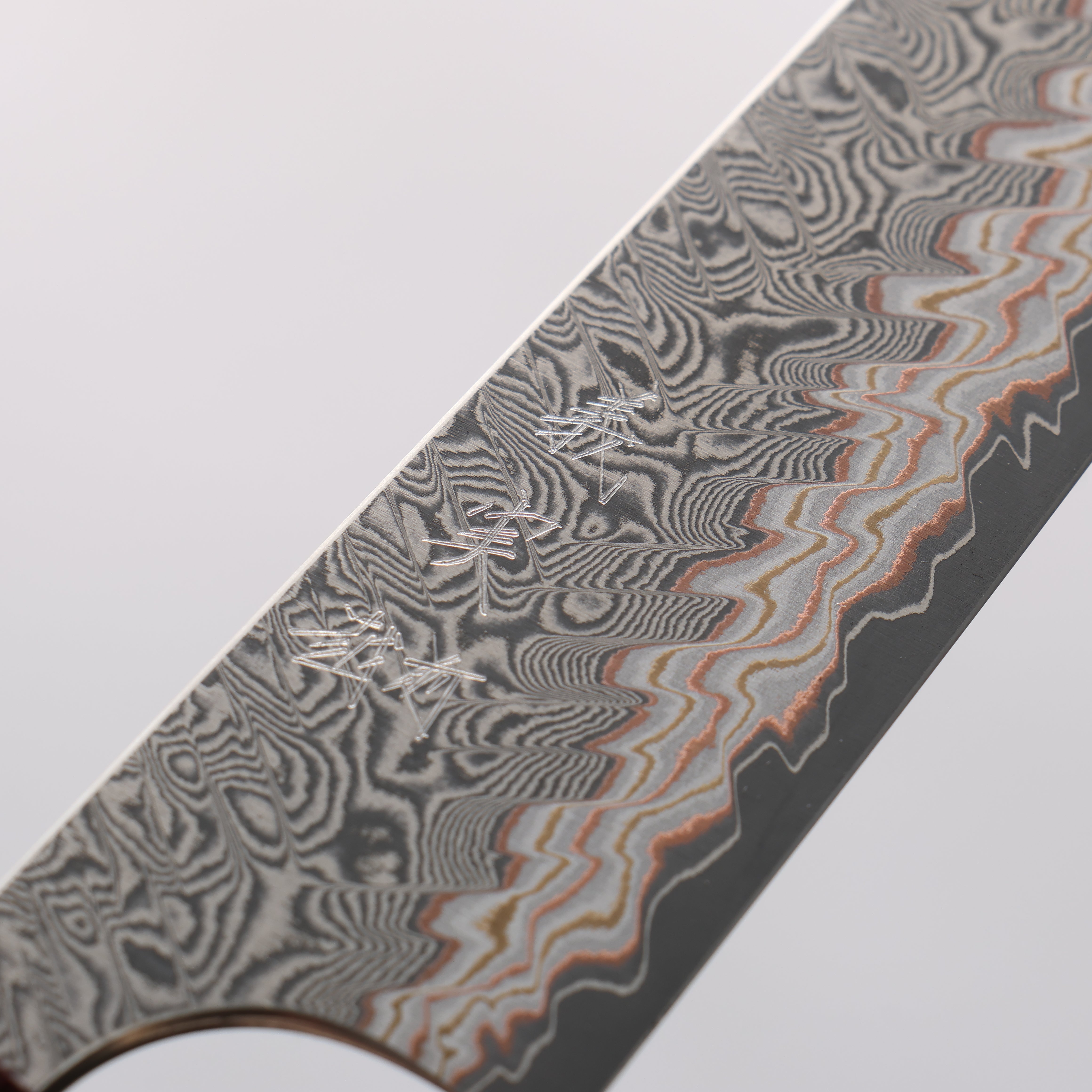 Yoshimi Kato VG10w Colored Damascus Petty-Utility 150mm Ebony (ferrule: Sandalwood) Handle - Seisuke Knife