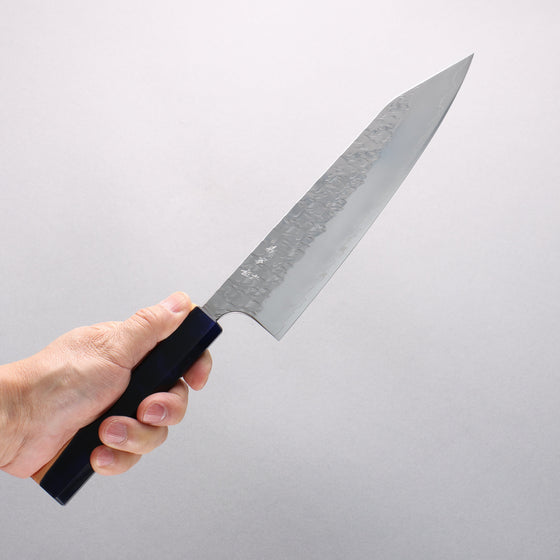 Yoshimi Kato Hyo SG2 Hammered Kiritsuke Gyuto 210mm Olive Tree and Blue Resin Handle - Seisuke Knife
