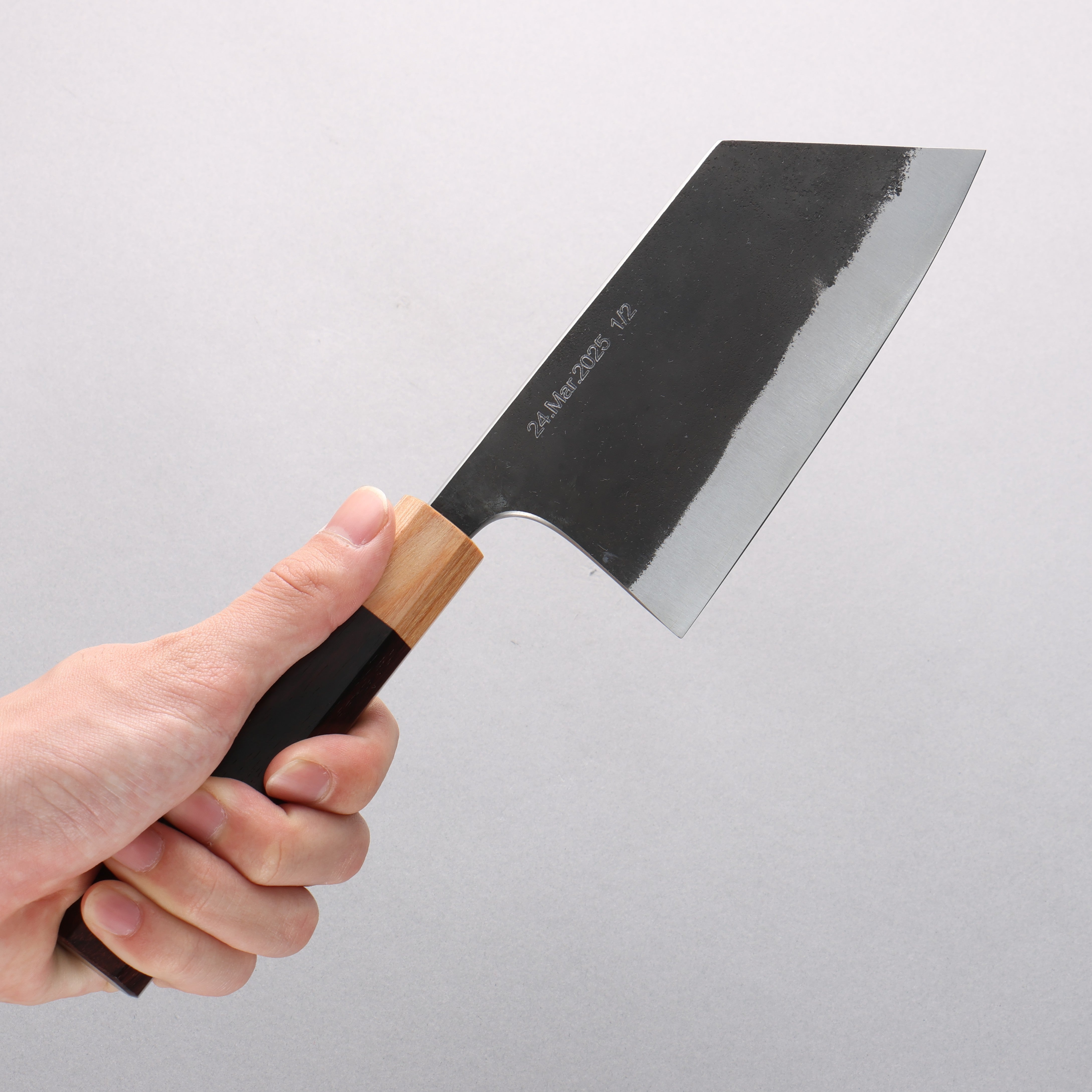 Tinker Blue Super Black Finished Chibi Tank 145mm Rosewood Handle - Seisuke Knife