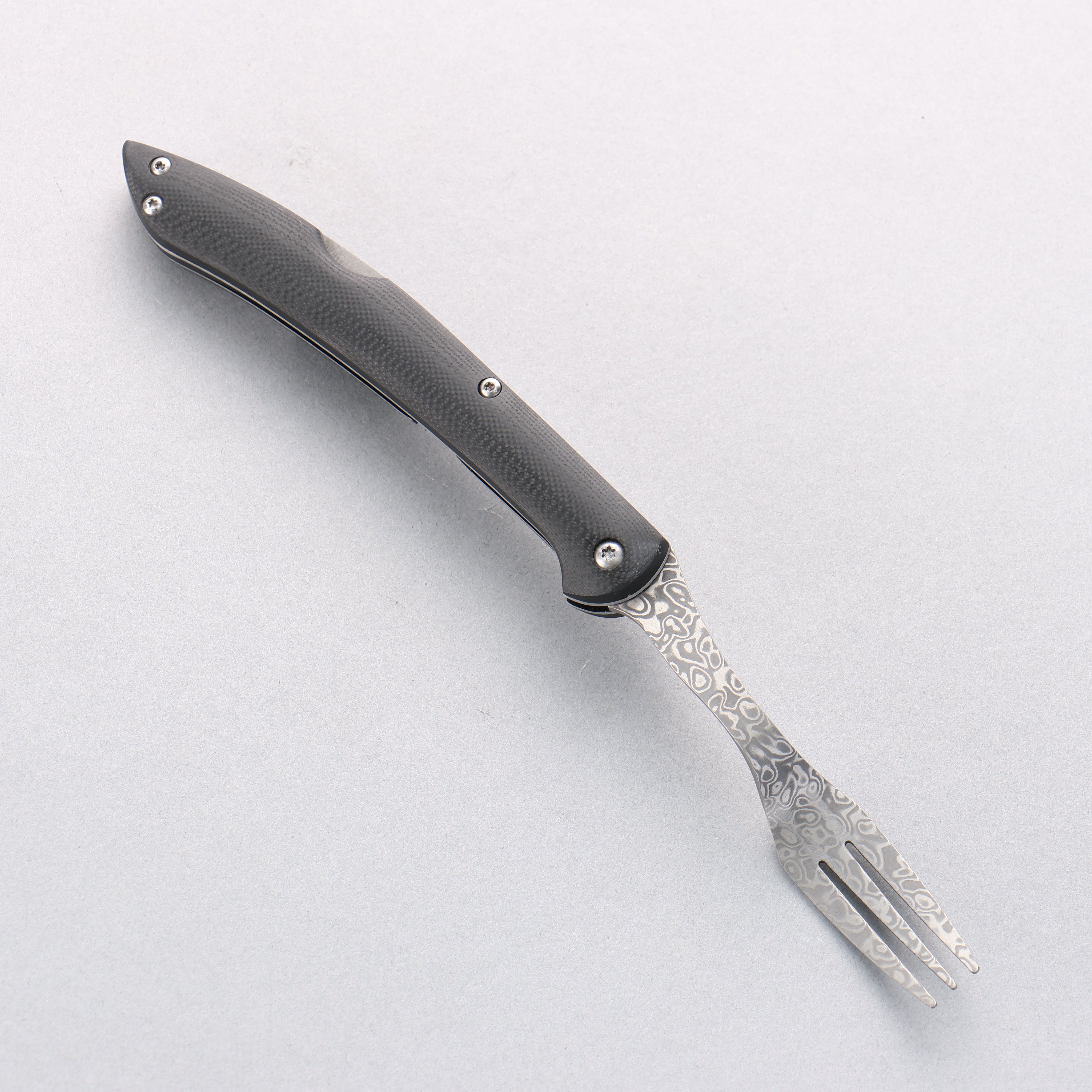 Takeshi Saji SG2 Black Damascus Folding Fork Black Micarta Handle with Sheath - Seisuke Knife