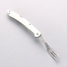  Takeshi Saji SG2 Black Damascus Folding Fork White Micarta Handle with Sheath - Seisuke Knife