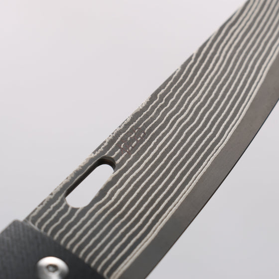 Takeshi Saji SG2 Black Damascus Folding Petty 105mm Carbon Fiber Handle - Seisuke Knife