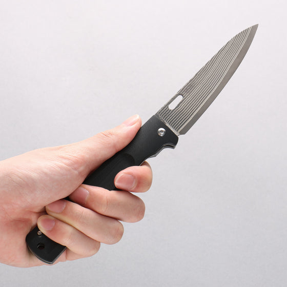 Takeshi Saji SG2 Black Damascus Folding Petty 105mm Carbon Fiber Handle - Seisuke Knife