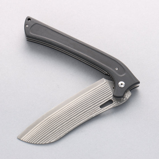 Takeshi Saji SG2 Black Damascus Folding Santoku 130mm Carbon Fiber Handle - Seisuke Knife