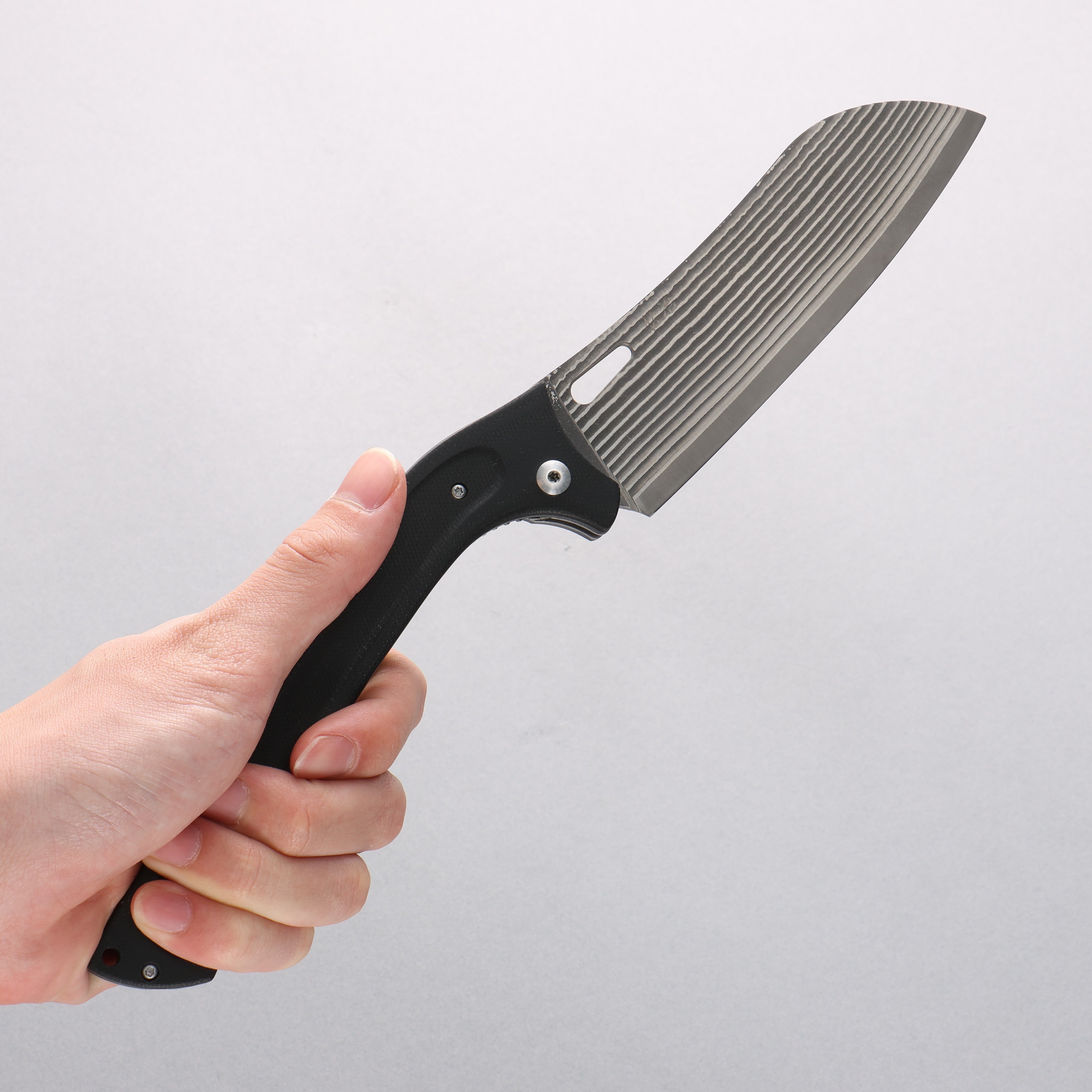 Takeshi Saji SG2 Black Damascus Folding Santoku 130mm Carbon Fiber Handle - Seisuke Knife