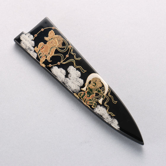 Takeshi Saji SG2 Diamond Finish Damascus Petty-Utility 135mm Maki-e Art Fujin&Raijin Handle with Sheath - Seisuke Knife