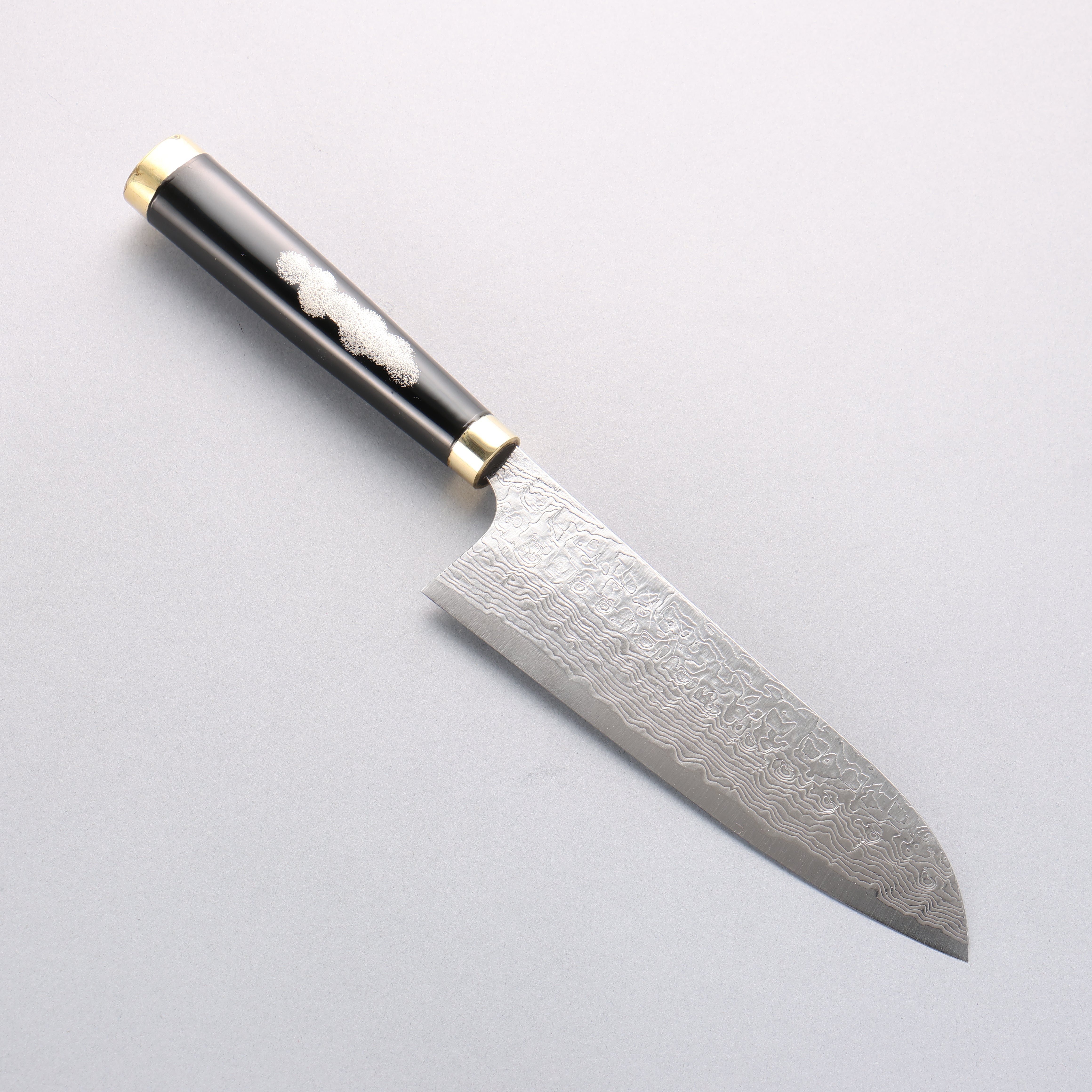 Takeshi Saji SG2 Diamond Finish Damascus Santoku 180mm Maki-e Art Fujin&Raijin Handle with Sheath - Seisuke Knife