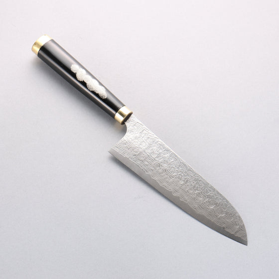 Takeshi Saji SG2 Diamond Finish Damascus Santoku 180mm Maki-e Art Fujin&Raijin Handle with Sheath - Seisuke Knife