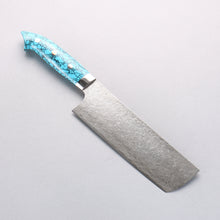  Takeshi Saji New Nomura Style SG2 Diamond Finish Damascus Nakiri 165mm Blue Turquoise Handle - Seisuke Knife
