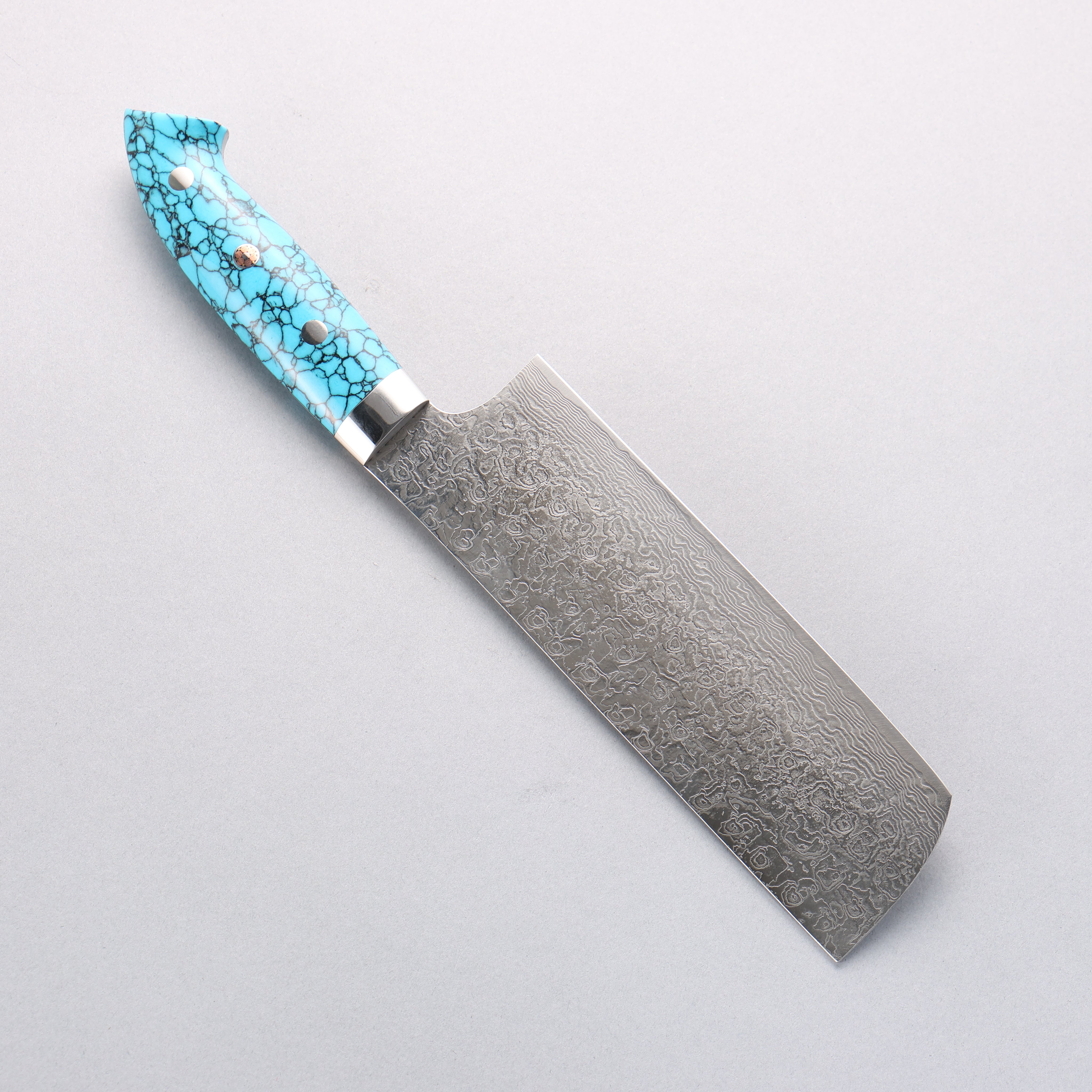 Takeshi Saji New Nomura Style SG2 Diamond Finish Damascus Nakiri 165mm Blue Turquoise Handle - Seisuke Knife