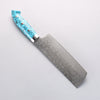 Takeshi Saji New Nomura Style SG2 Diamond Finish Damascus Nakiri 165mm Blue Turquoise Handle - Seisuke Knife - Slide 2