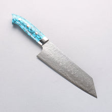  Takeshi Saji New Nomura Style SG2 Diamond Finish Damascus Bunka 170mm Blue Turquoise Handle - Seisuke Knife