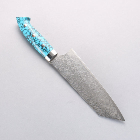 Takeshi Saji New Nomura Style SG2 Diamond Finish Damascus Bunka 170mm Blue Turquoise Handle - Seisuke Knife