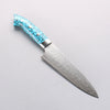 Takeshi Saji New Nomura Style SG2 Diamond Finish Damascus Petty-Utility 150mm Blue Turquoise Handle - Seisuke Knife - Slide 1
