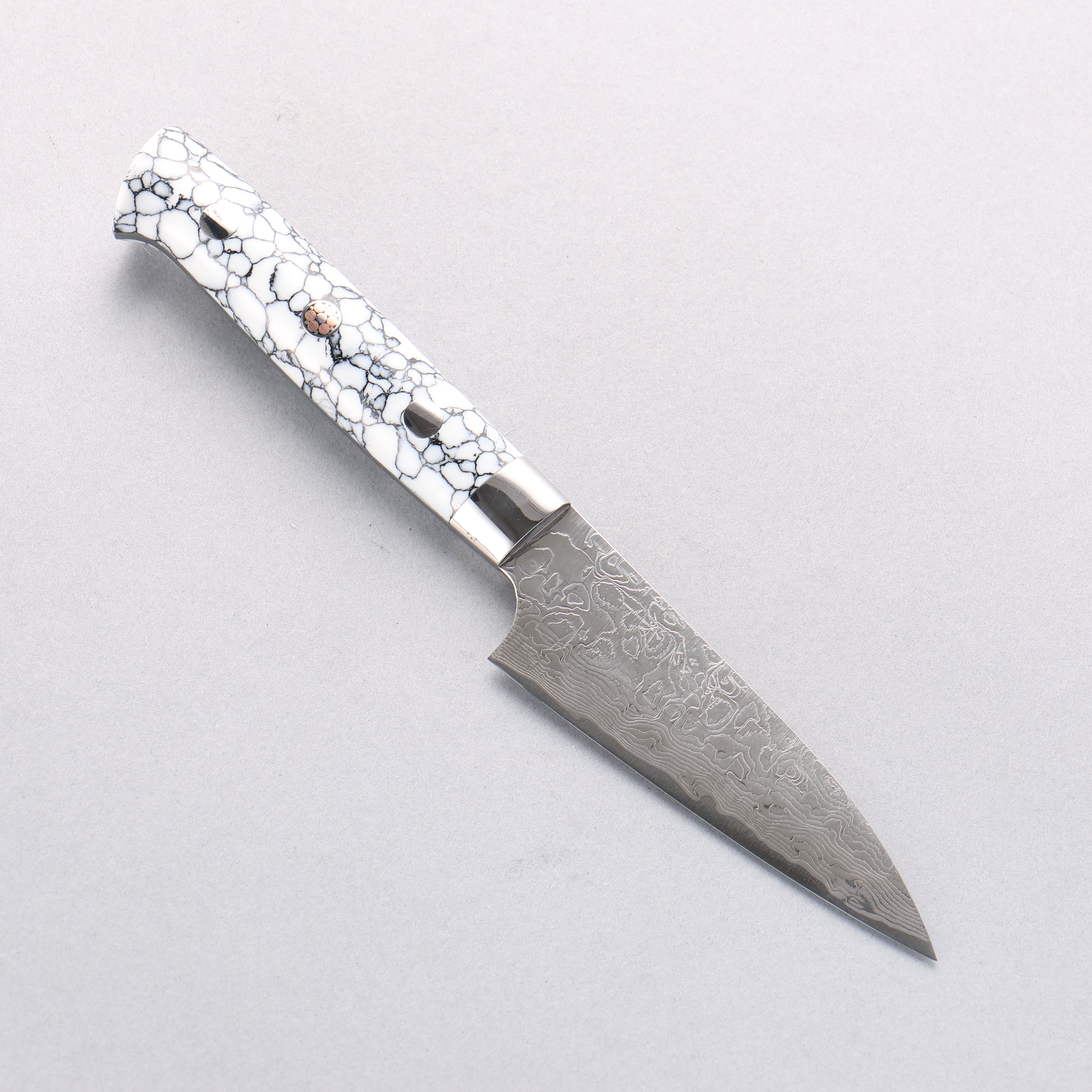Takeshi Saji SG2 Diamond Finish Damascus Petty-Utility 90mm White Turquoise Handle - Seisuke Knife