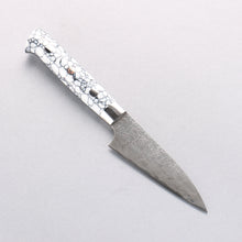  Takeshi Saji SG2 Diamond Finish Damascus Petty-Utility 90mm White Turquoise Handle - Seisuke Knife