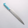 Takeshi Saji SG2 Diamond Finish Damascus Sujihiki 240mm Blue Turquoise Handle - Seisuke Knife - Slide 2