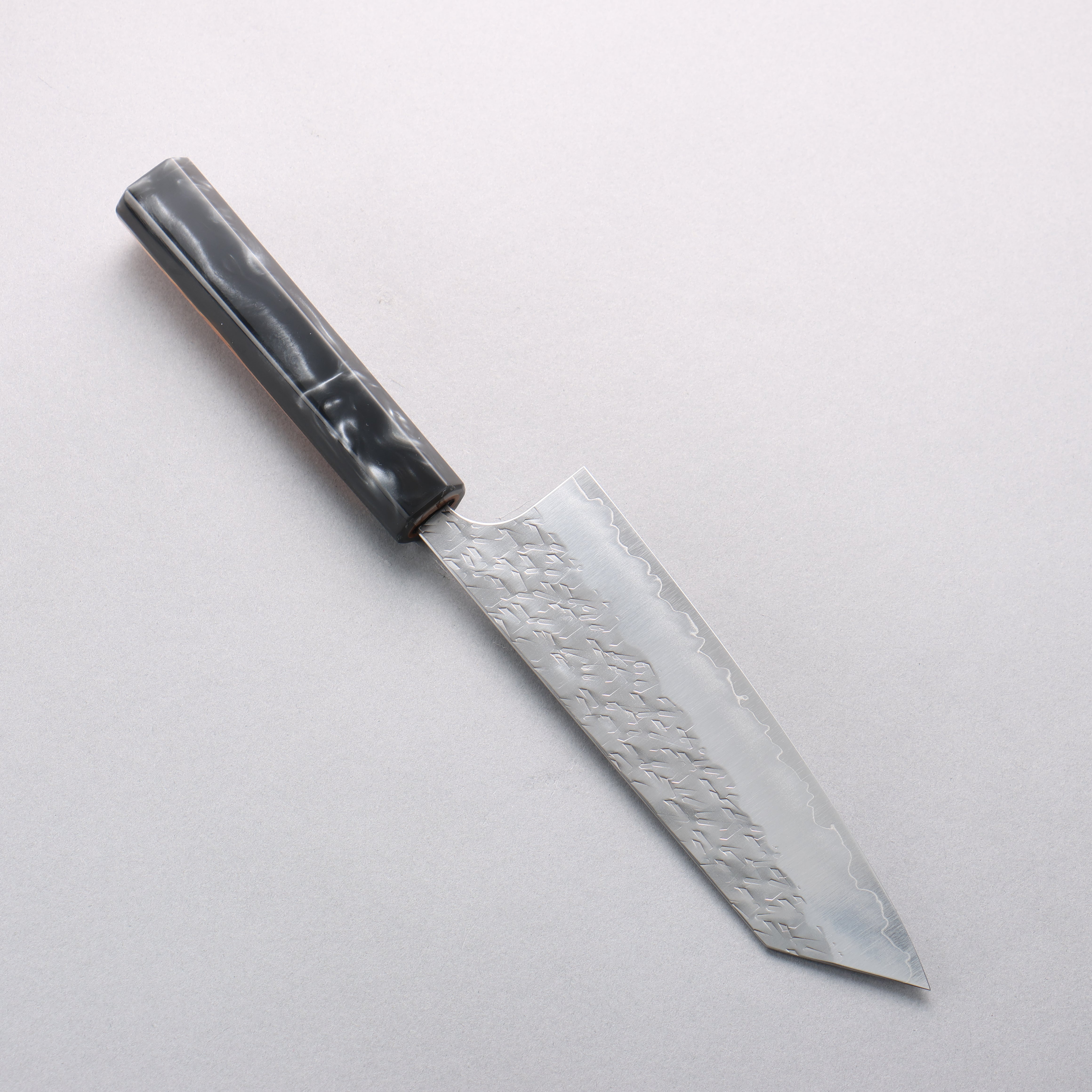 Yoshimi Kato Hyo SG2 Hammered Bunka 170mm Olive Tree and Black/White Marble Resin Handle - Seisuke Knife