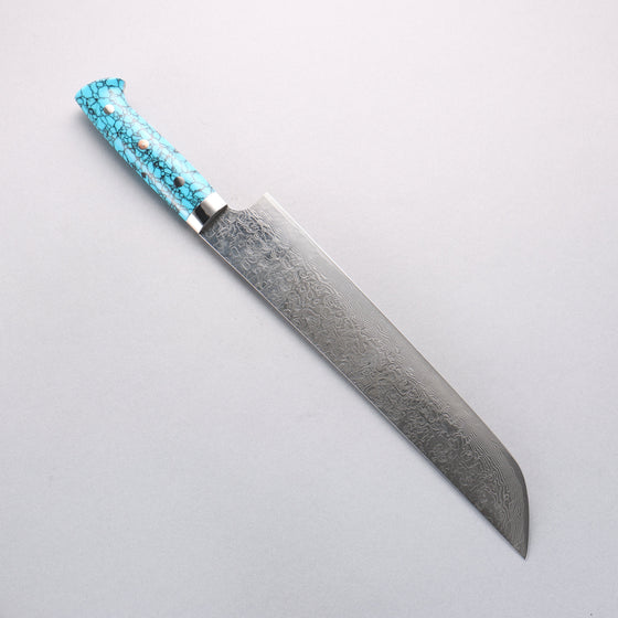 Takeshi Saji SG2 Diamond Finish Damascus Sakimaru Sujihiki 270mm Blue Turquoise Handle - Seisuke Knife