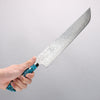 Takeshi Saji SG2 Diamond Finish Damascus Sakimaru Sujihiki 270mm Blue Turquoise Handle - Seisuke Knife - Slide 4