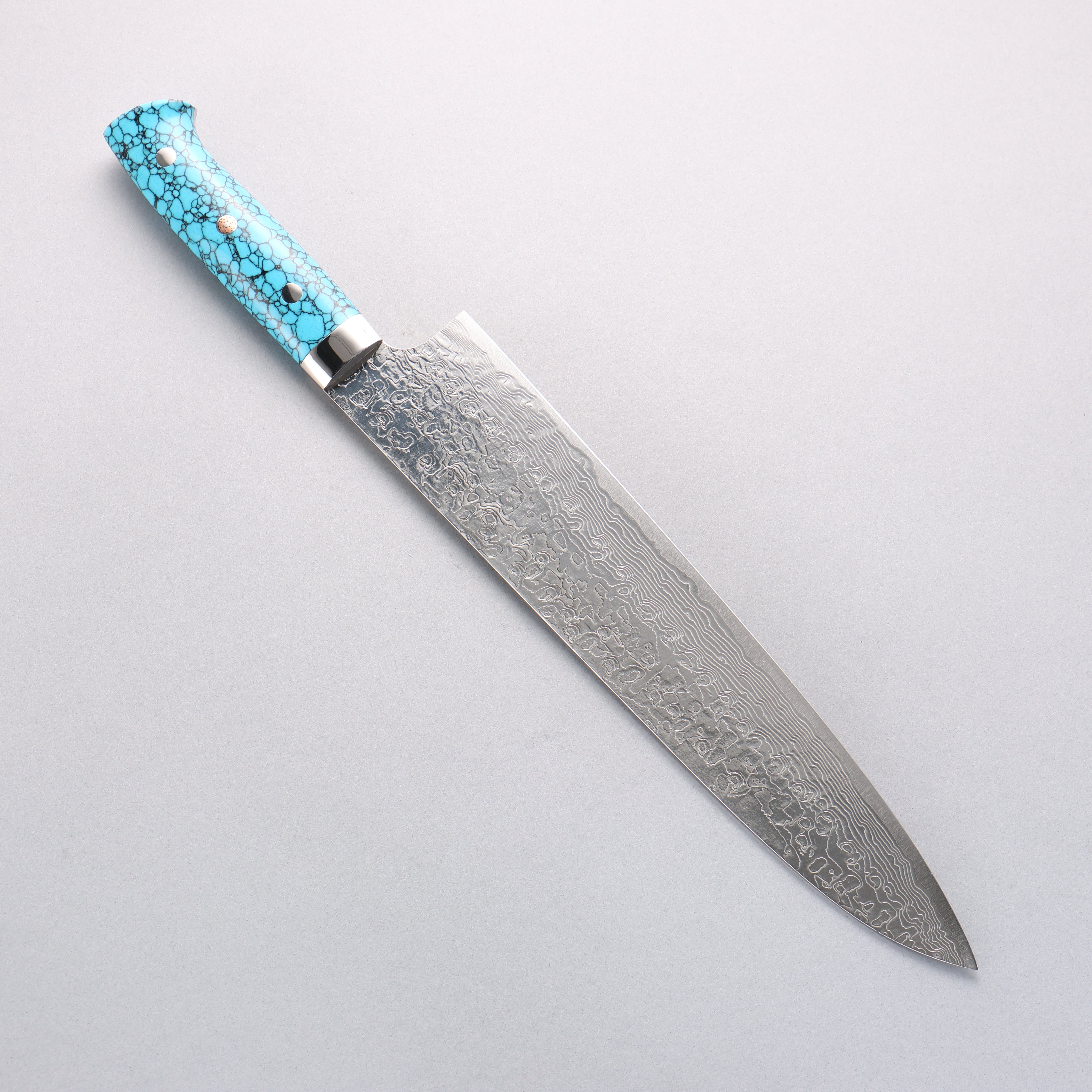 Takeshi Saji SG2 Diamond Finish Damascus Gyuto 270mm Blue Turquoise Handle - Seisuke Knife