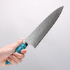 Takeshi Saji New Nomura Style SG2 Diamond Finish Damascus Gyuto 240mm Blue Turquoise Handle - Seisuke Knife - Slide 4