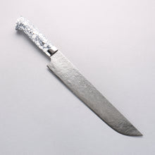  Takeshi Saji SG2 Diamond Finish Damascus Sakimaru Sujihiki 240mm White Turquoise Handle - Seisuke Knife