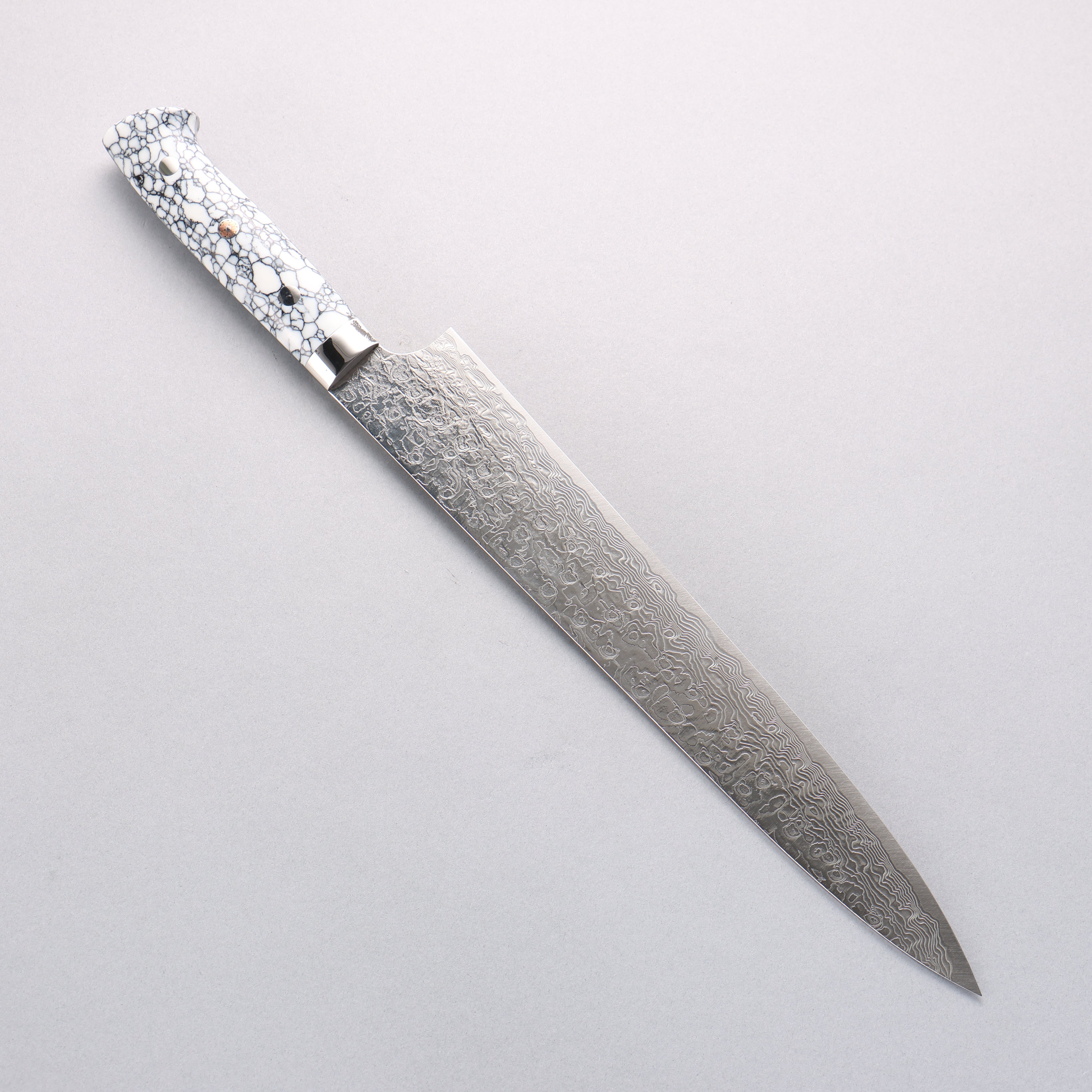 Takeshi Saji SG2 Diamond Finish Damascus Sujihiki 270mm White Turquoise Handle - Seisuke Knife